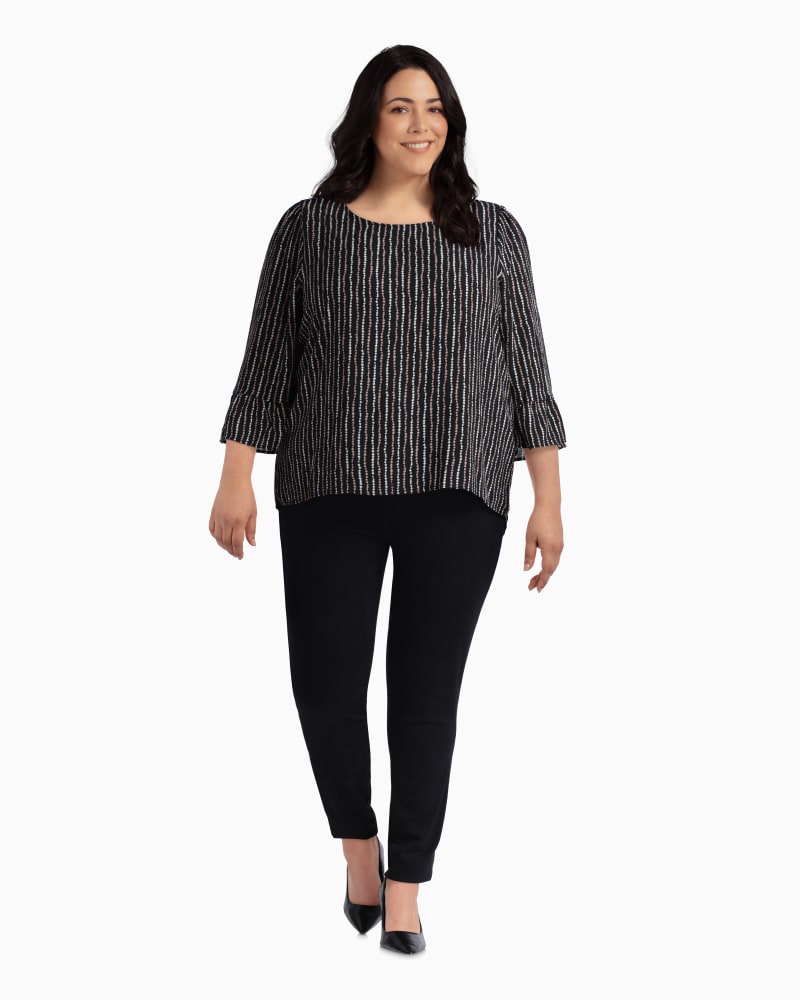 Plus size model with rectangle body shape wearing Ruah Flared Sleeve Blouse by Downing Studio | Dia&Co | dia_product_style_image_id:110795